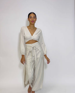 Belle Blouse - Blue Linen